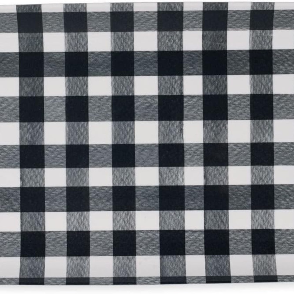 Gingham Black Melamine Serving Tray, 15 x 6.5 Inch Rectangular Serving Platter